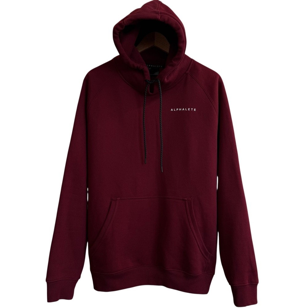 Alphalete Burgundy Maroon 55% Cotton Hoodie Pullover Sweatshirt Size L #482‎